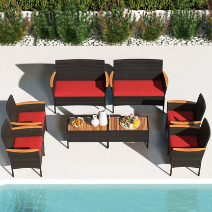 Wicker Sofa Set with 4 Chairs and 2 Loveseats
