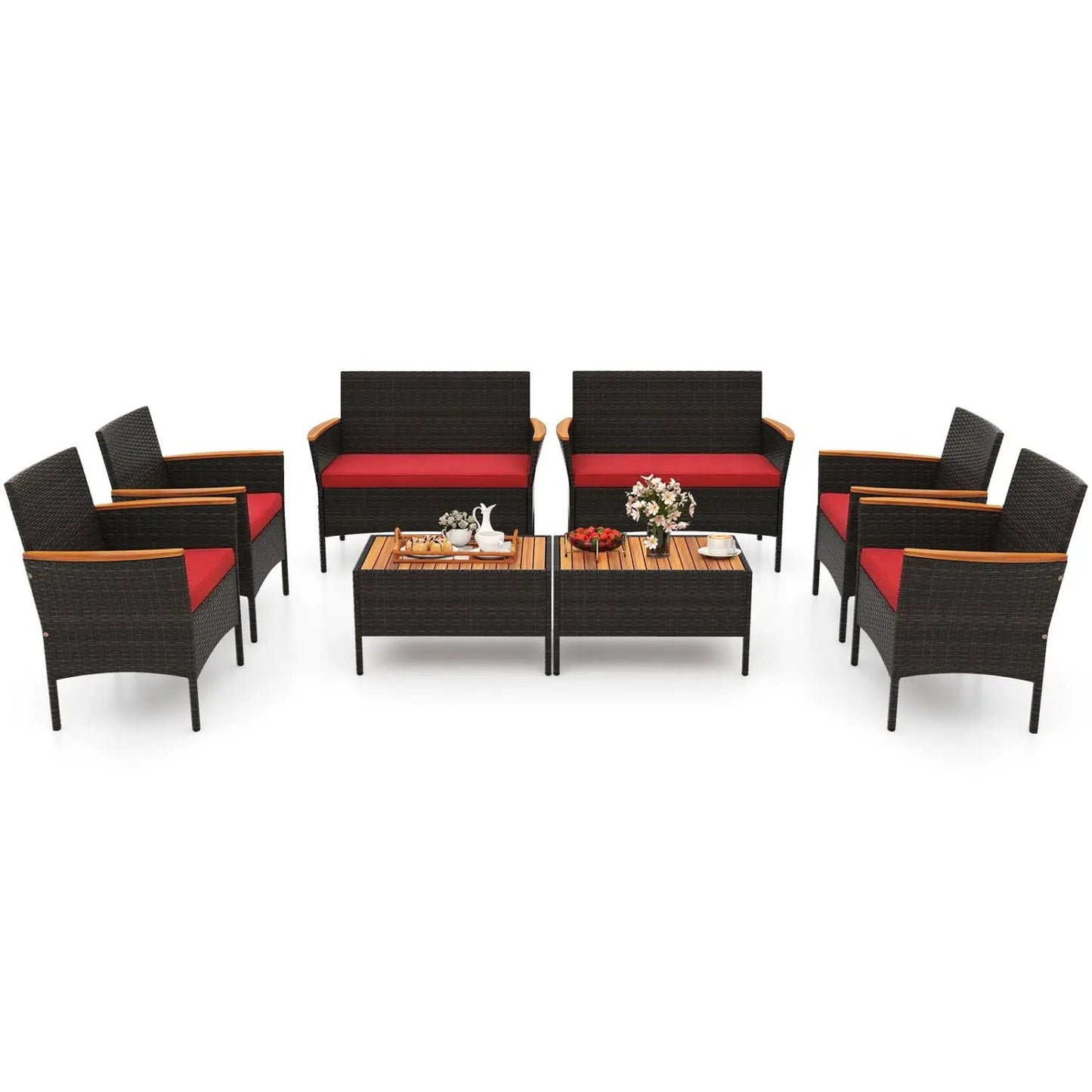 Wicker Sofa Set with 4 Chairs and 2 Loveseats