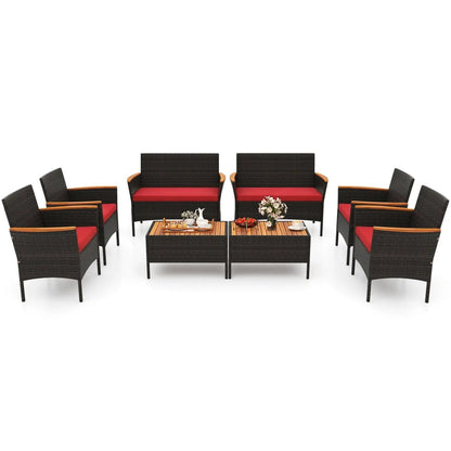 Wicker Sofa Set with 4 Chairs and 2 Loveseats