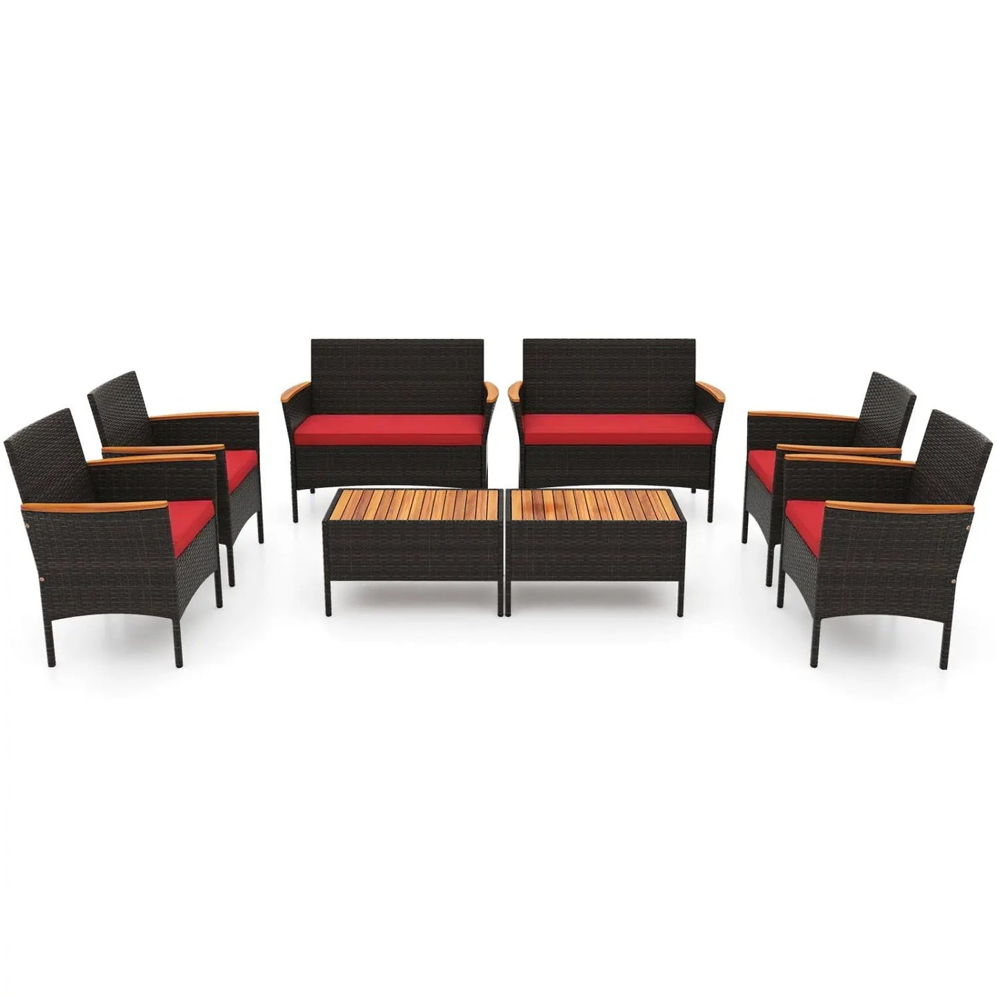 Wicker Sofa Set with 4 Chairs and 2 Loveseats