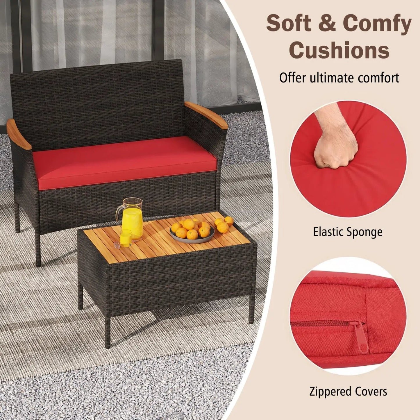 Wicker Sofa Set with 4 Chairs and 2 Loveseats