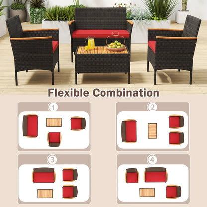 Wicker Sofa Set with 4 Chairs and 2 Loveseats