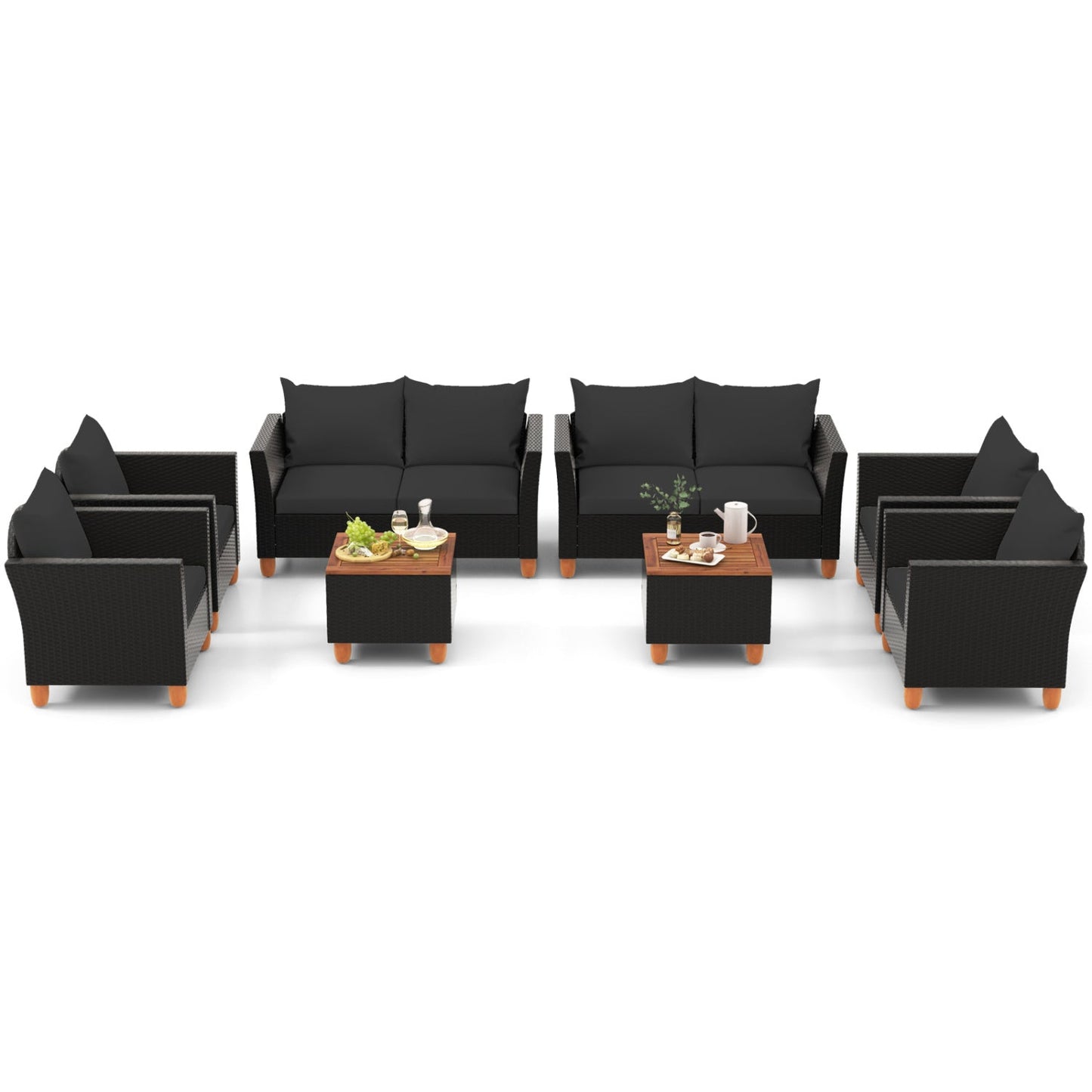 8-Piece Outdoor Conversation Set with Storage Coffee Tables by DirectDeals in black wicker on Tampa Home & Garden Store