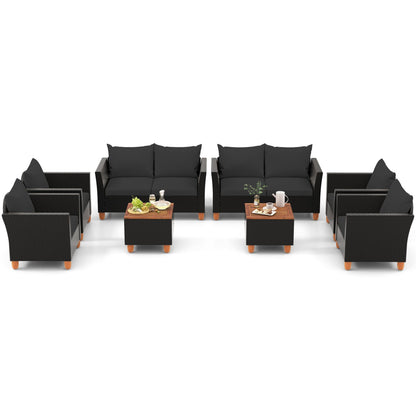 8-Piece Outdoor Conversation Set with Storage Coffee Tables by DirectDeals in black wicker on Tampa Home & Garden Store
