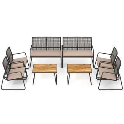 8 Piece Patio Conversation Set with Acacia Table