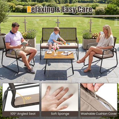 8 Piece Patio Conversation Set with Acacia Table