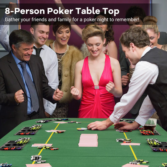 79 x 36 Inch 8-Player Foldable Poker Table Top with Carry Bag and Cup Holders - Tampa Home & Garden Store