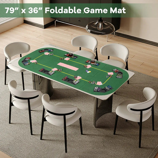 Foldable poker table top 79 x 36 for 8 players, green felt with cup holders on Tampa Home & Garden Store