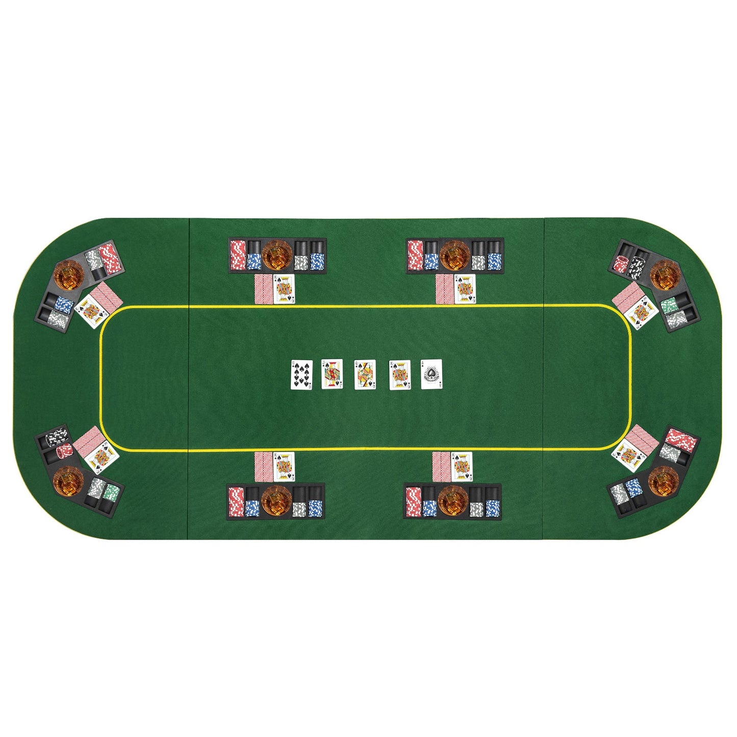 79 x 36 Inch 8-Player Foldable Poker Table Top with Carry Bag and Cup Holders