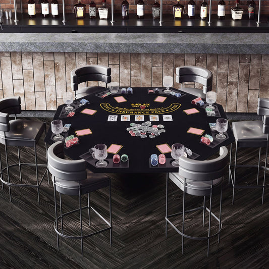 8-Player Foldable Poker Table Top with Cup Holders by DirectDeals, black casino-style felt on Tampa Home & Garden Store