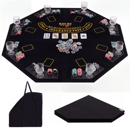 8-Player Foldable Poker Table Top with Cup Holders by DirectDeals, black with chip trays on Tampa Home & Garden Store