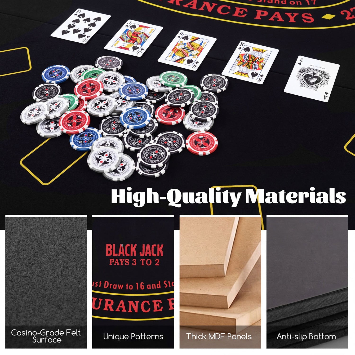 8-Player Foldable Poker Table Top with Cup Holders by DirectDeals on mat with poker chips on Tampa Home & Garden Store
