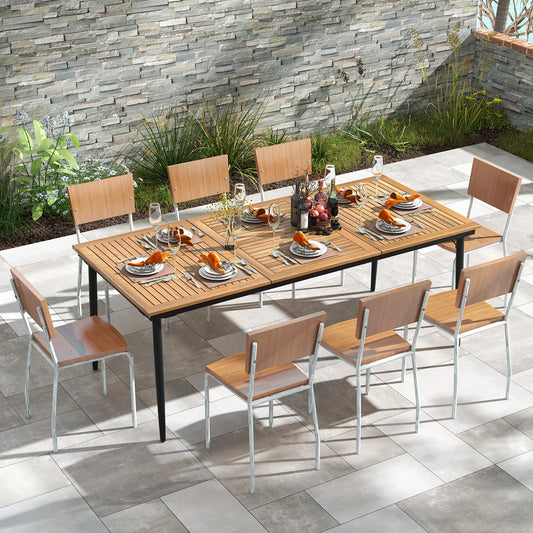 79 Inch Acacia Wood Outdoor Dining Table for 8 with 1.9 Inch Umbrella Hole - Tampa Home & Garden Store