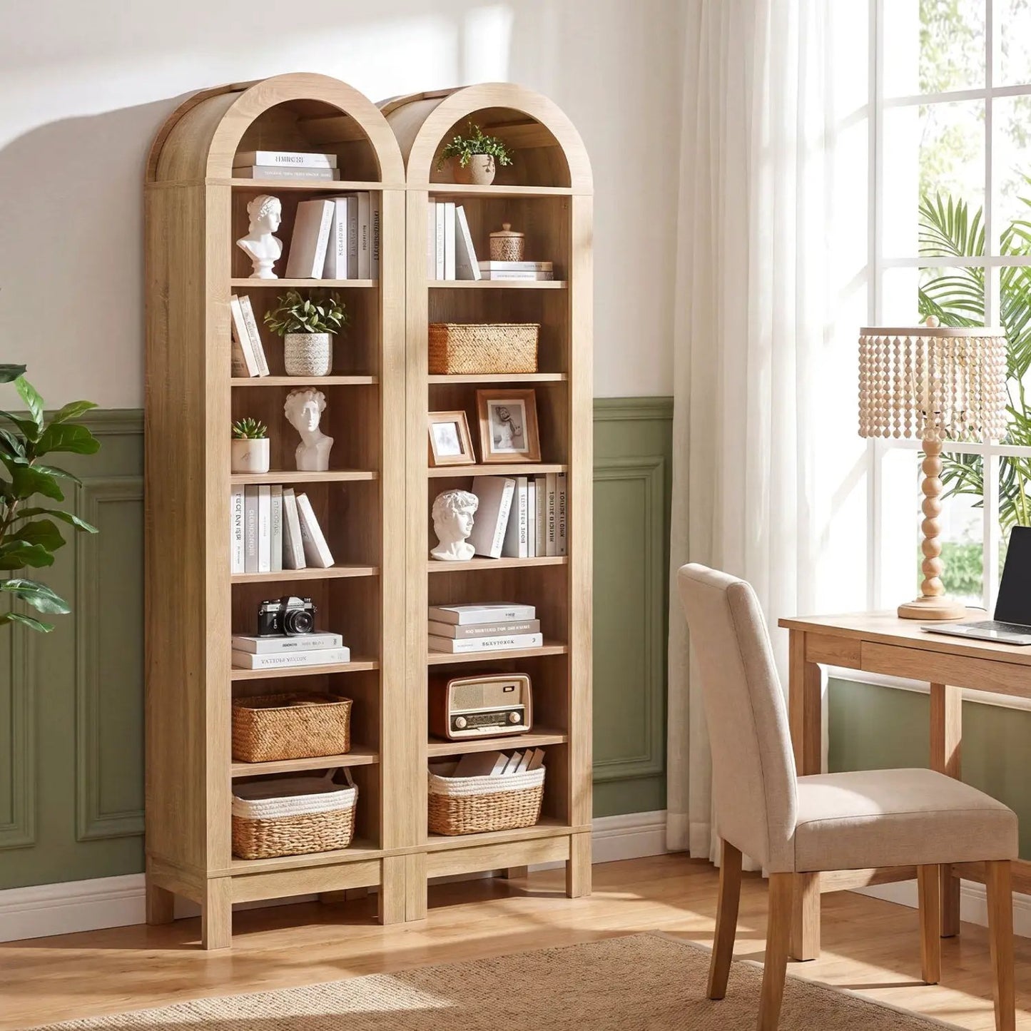 Modern Arch Bookshelf with 3 Adjustable Shelves