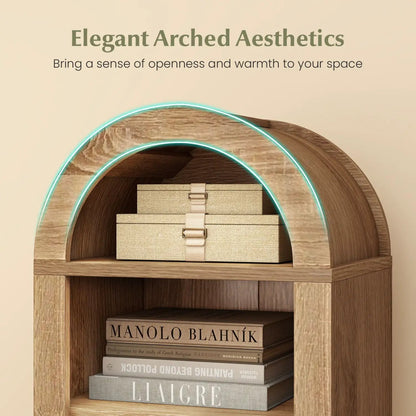 Modern Arch Bookshelf with 3 Adjustable Shelves