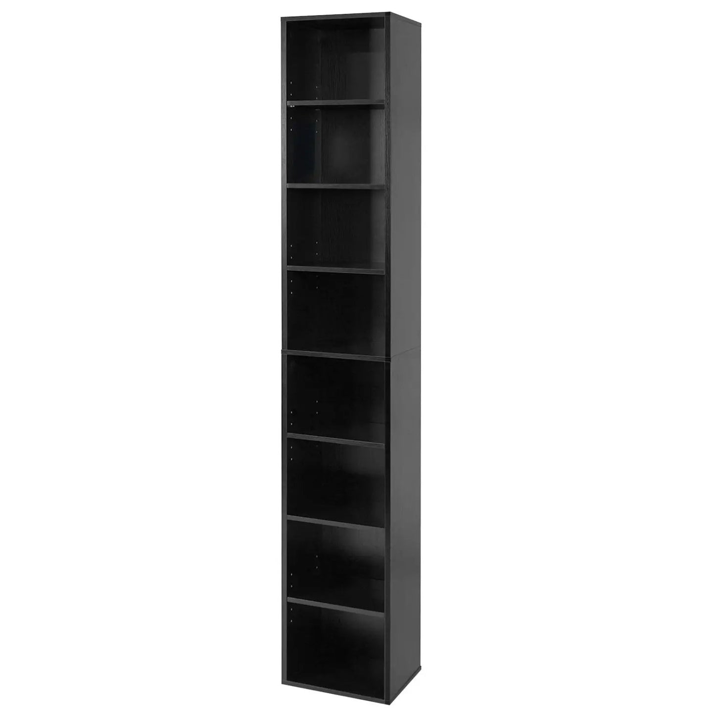 8-Tier Narrow Bookshelf With Adjustable Shelves