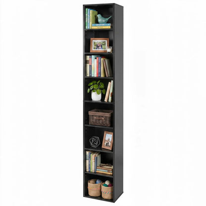 8-Tier Narrow Bookshelf With Adjustable Shelves