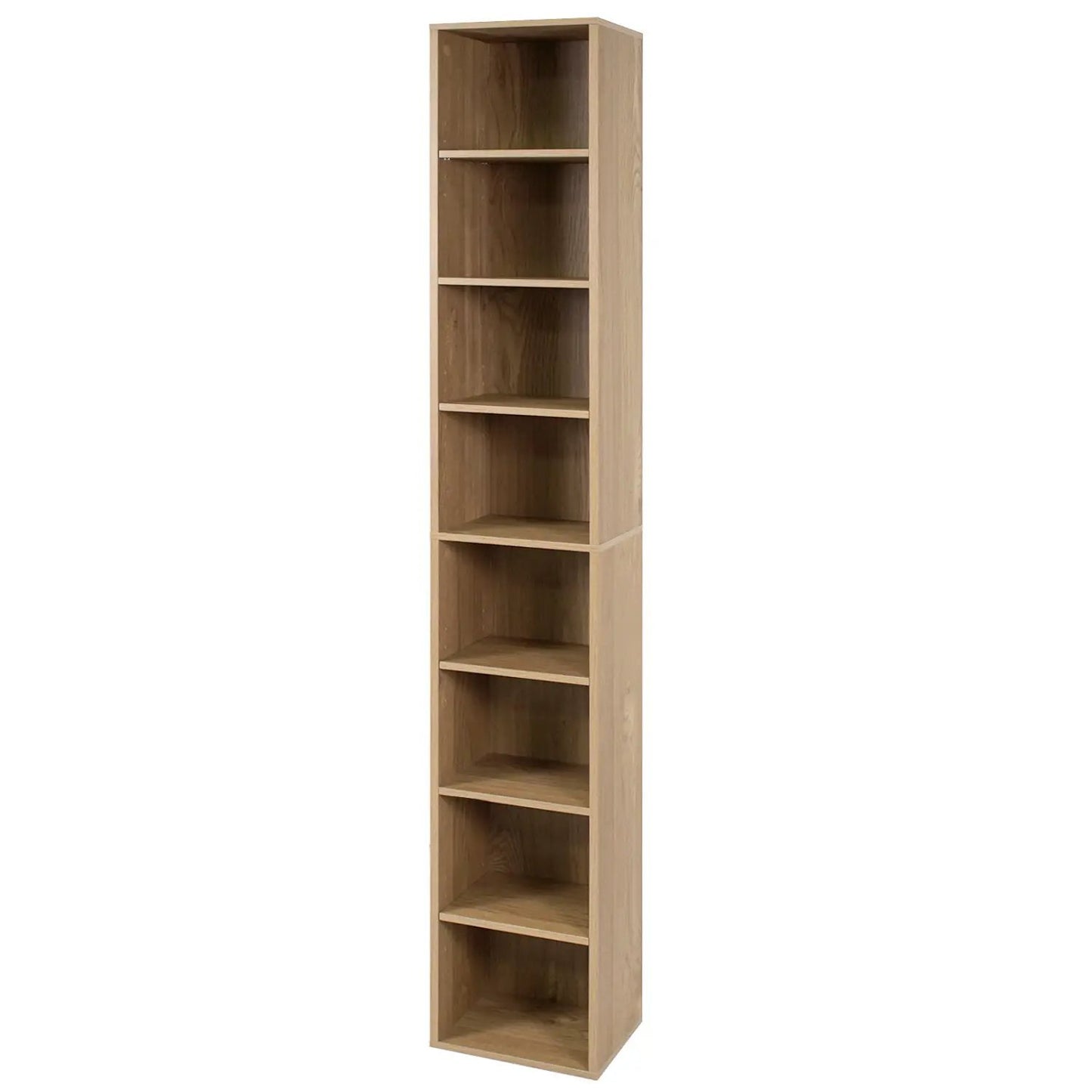 8-Tier Narrow Bookshelf With Adjustable Shelves