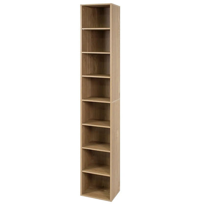 8-Tier Narrow Bookshelf With Adjustable Shelves