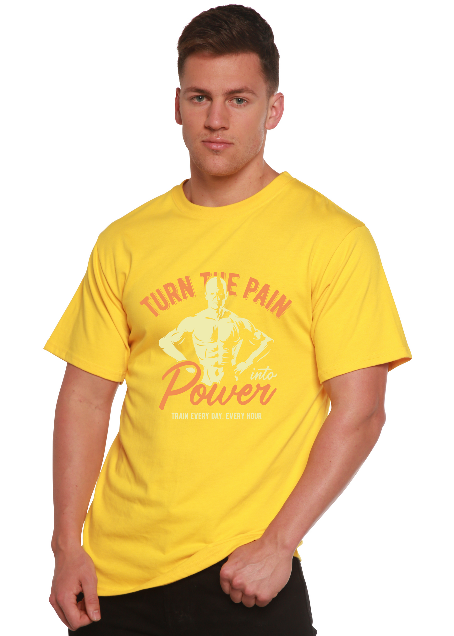 Turn The Pain men's bamboo viscose/organic cotton short sleeve T-shirt yellow by Spun Bamboo on Tampa Home & Garden Store