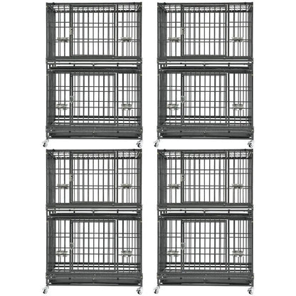 37 Inch Stackable Heavy Duty Dog Crate 4 black metal crates with casters HomeyPetOfficial on Tampa Home & Garden Store