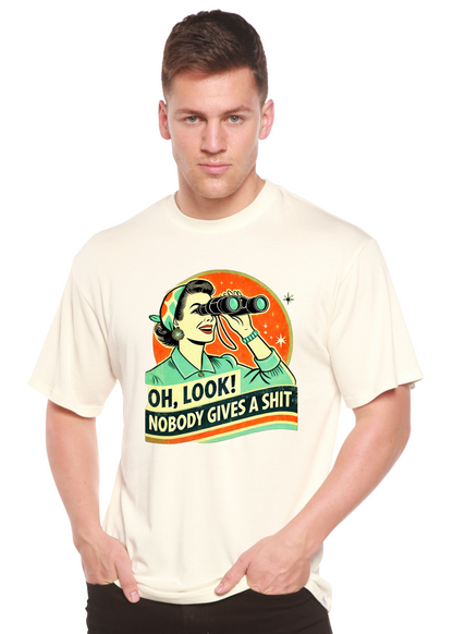 Funny Retro Woman Unisex Bamboo/Cotton Graphic T-Shirt cream with artwork by Spun Bamboo tee on Tampa Home & Garden Store