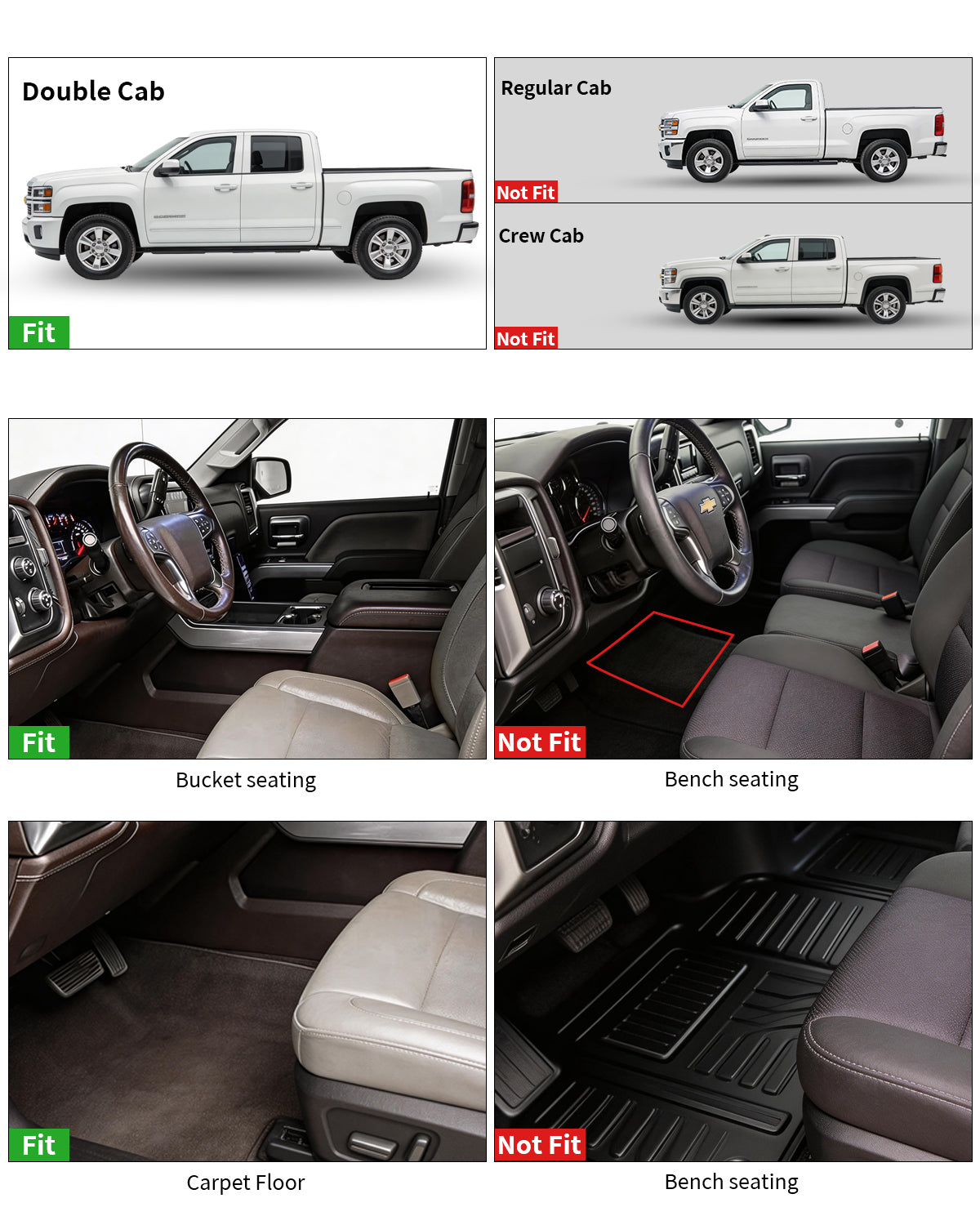 Umbrauto all-weather TPE floor mats for Chevy Silverado/GMC Sierra Double Cab front & rear on Tampa Home & Garden Store