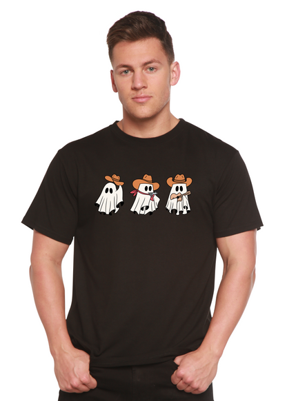 Cowboy Ghosts graphic tee unisex black short sleeve by Spun Bamboo featuring three ghost cowboys on Tampa Home & Garden Store