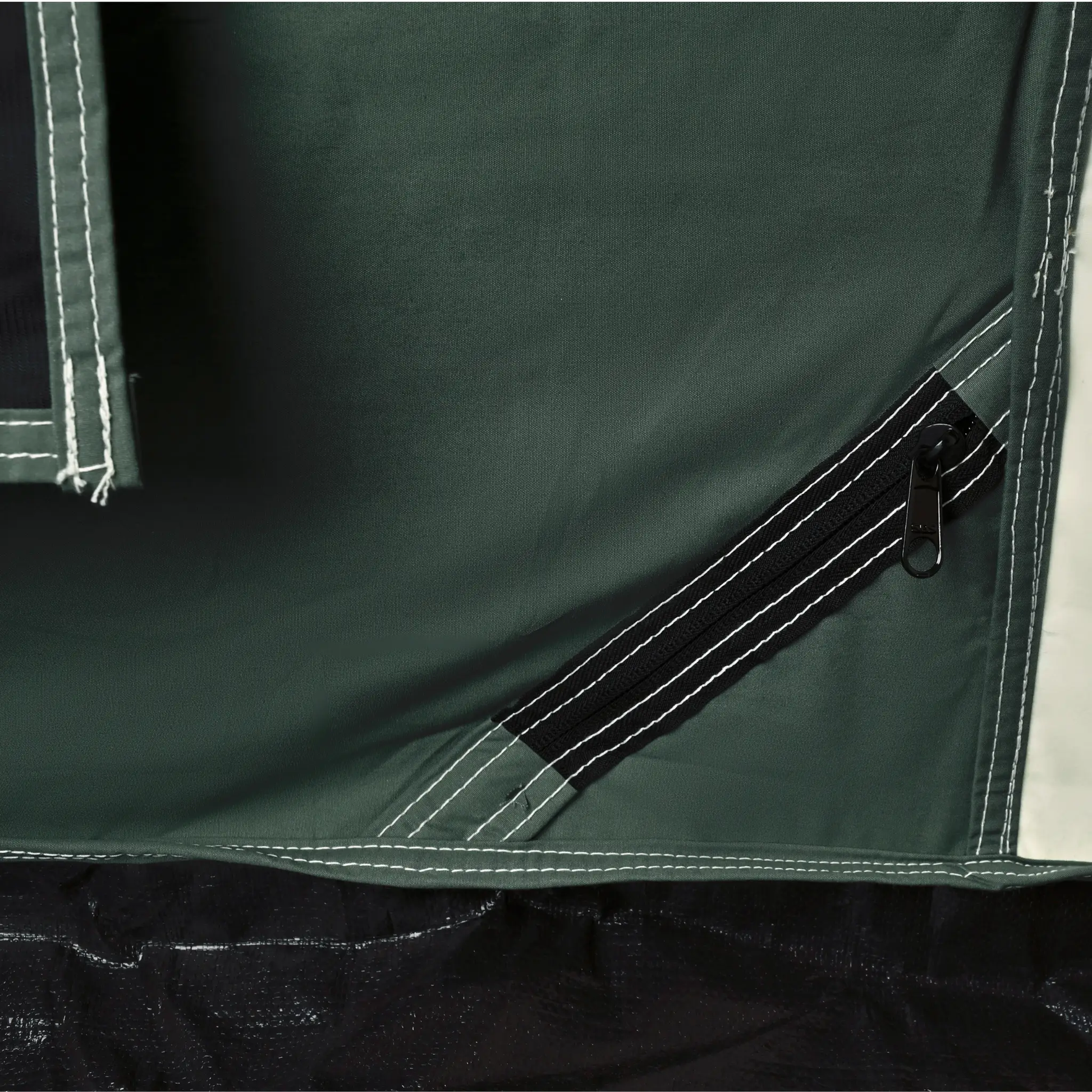 Prota Canvas Tent 10x10 dark green canvas with white stitching and zipper White Duck Outdoors on Tampa Home & Garden Store