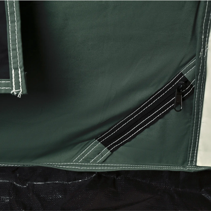 Prota Canvas Tent 10x10 dark green canvas with white stitching and zipper White Duck Outdoors on Tampa Home & Garden Store