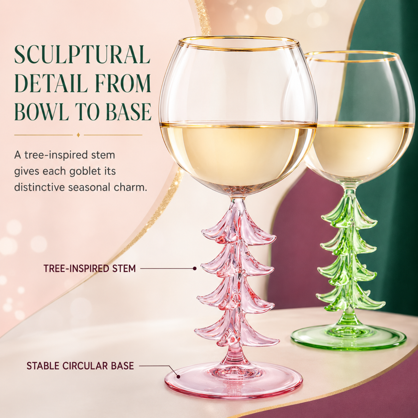 Natale Clear Stemmed Wine Glasses Set of 2