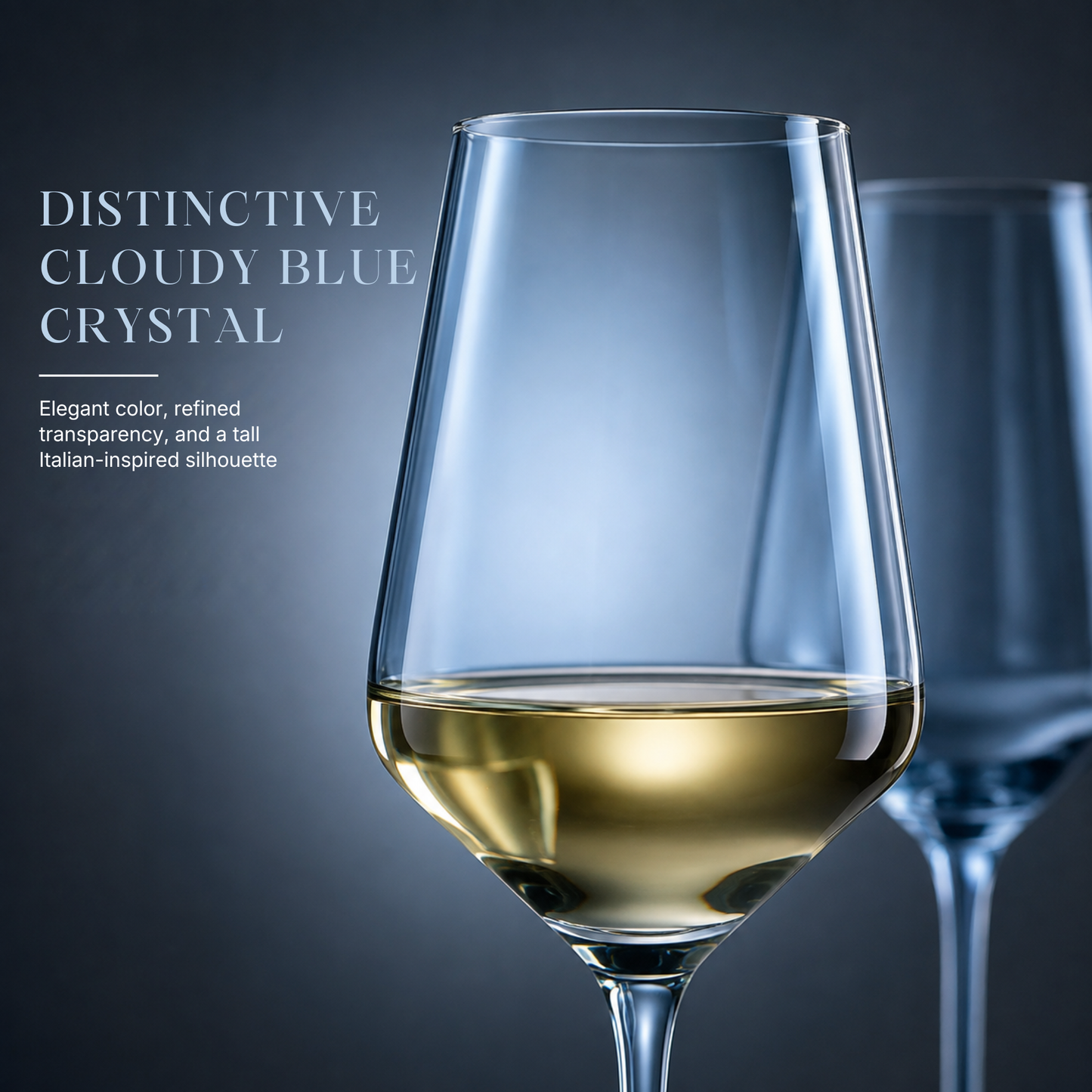 Cloudy Blue Stemmed Wine Glassware Set of Two