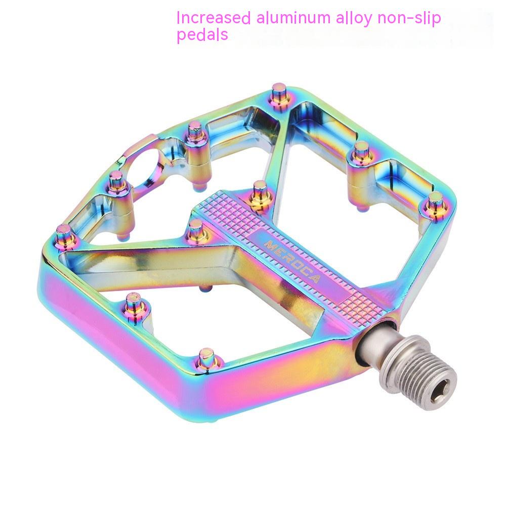 Stevvex aluminum bicycle pedal with non-slip flat platform, rainbow anodized finish on Tampa Home & Garden Store