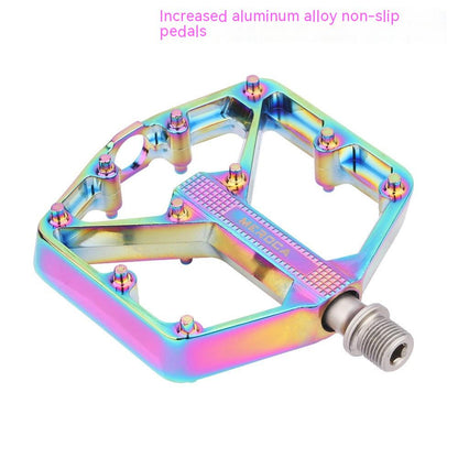 Stevvex aluminum bicycle pedal with non-slip flat platform, rainbow anodized finish on Tampa Home & Garden Store