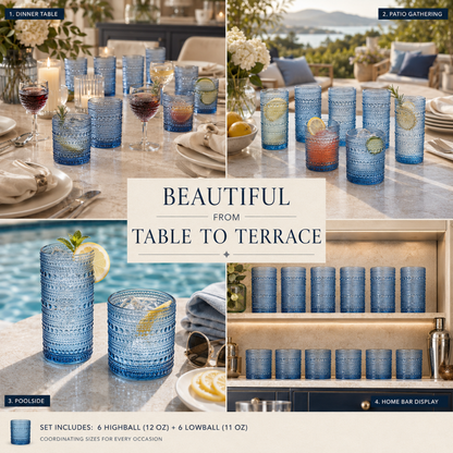 Textured Hobnail Lowball and Highball Set of 12