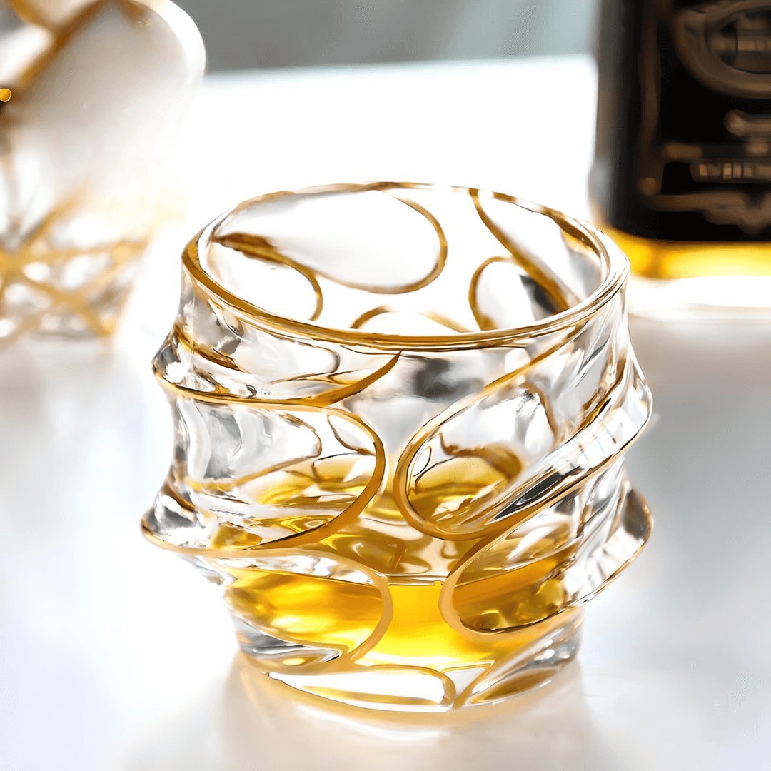 the Gold Line Storm Japanese Crystal Whisky Glass