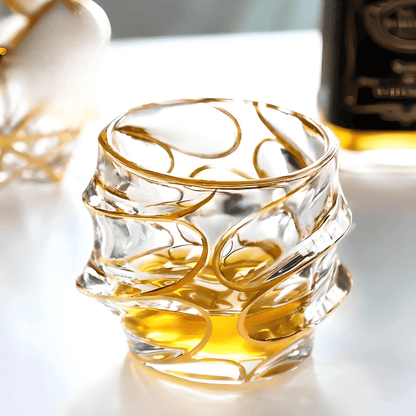 the Gold Line Storm Japanese Crystal Whisky Glass