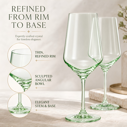 Monet Green Stemmed Wine Glassware Set of Two