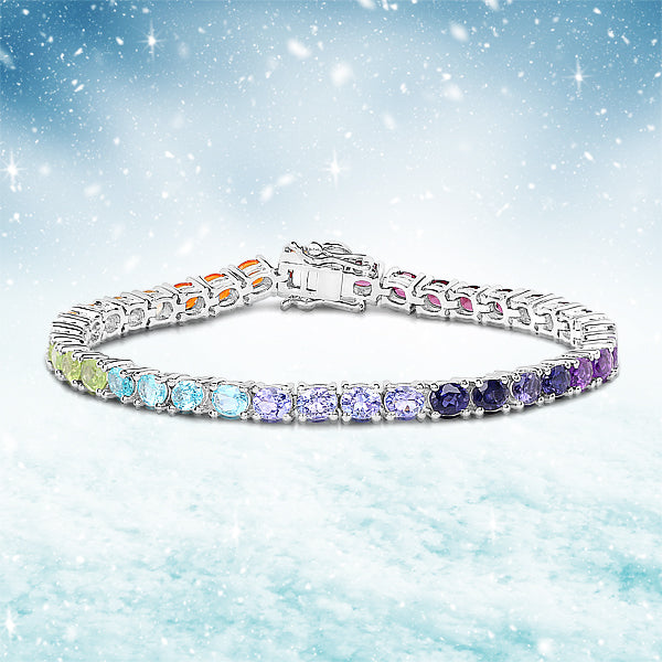 Bracelet 12.04ct genuine multi-stone .925 sterling silver rainbow stones on Tampa Home & Garden Store