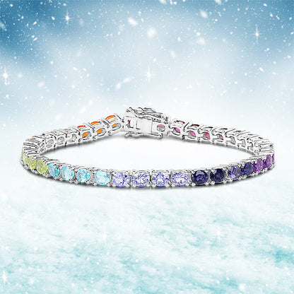 Bracelet 12.04ct genuine multi-stone .925 sterling silver rainbow stones on Tampa Home & Garden Store