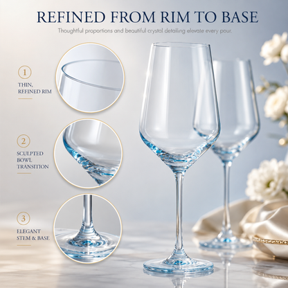 a Set Of Monet Blue Stemmed Wine Glasses