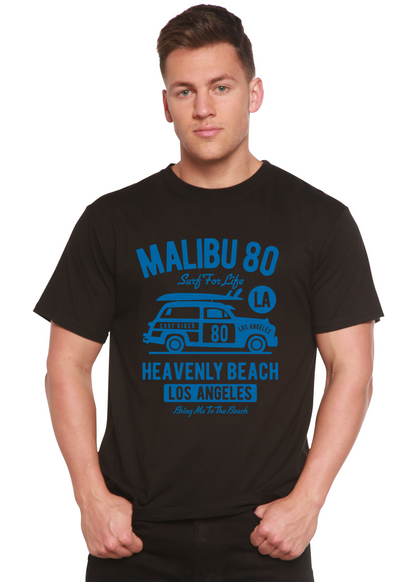 Malibu 80 men's bamboo viscose cotton graphic T-shirt black with blue van print Spun Bamboo on Tampa Home & Garden Store
