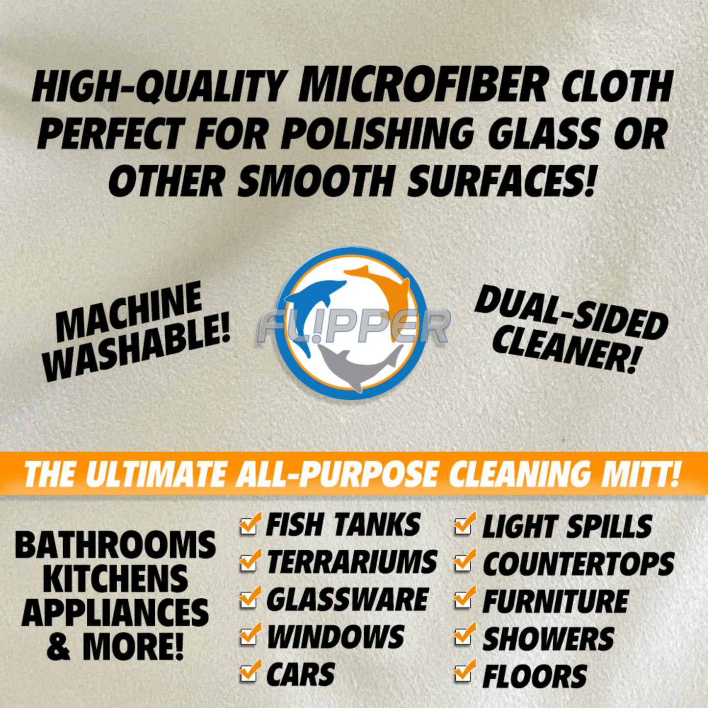 Flipper Dual Sided Microfiber Aquarium Mitt 2 Pack