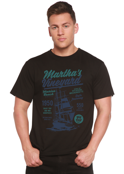 Martha's Vineyard men's bamboo viscose/organic cotton tee black with ship print Spun Bamboo on Tampa Home & Garden Store