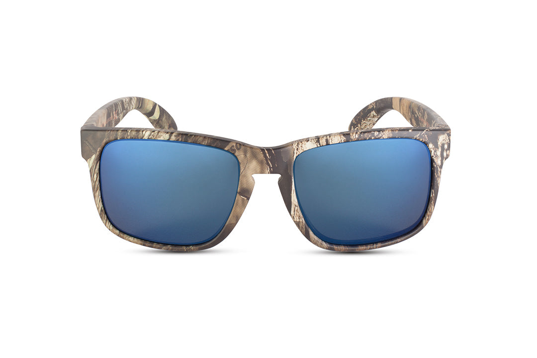 Decoy Sunglasses Mossy Oak camouflage frame with blue mirrored lenses on Tampa Home & Garden Store