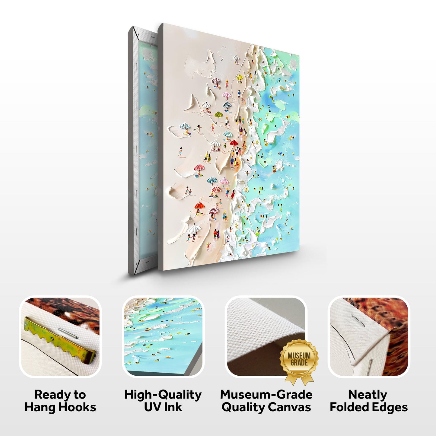 Beachfront Painting Coastal Wall Art Canvas with beach scene umbrellas Tailored Canvases on Tampa Home & Garden Store
