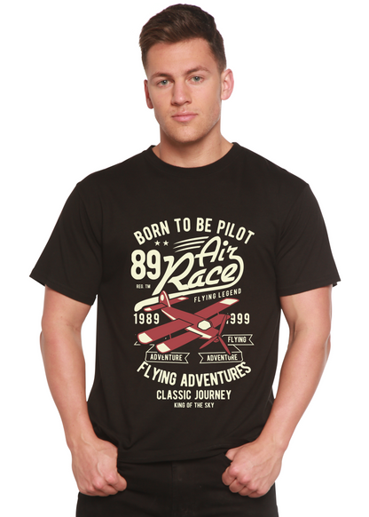 Born To Be Pilot men's graphic tee in black; bamboo viscose/organic cotton by Spun Bamboo on Tampa Home & Garden Store