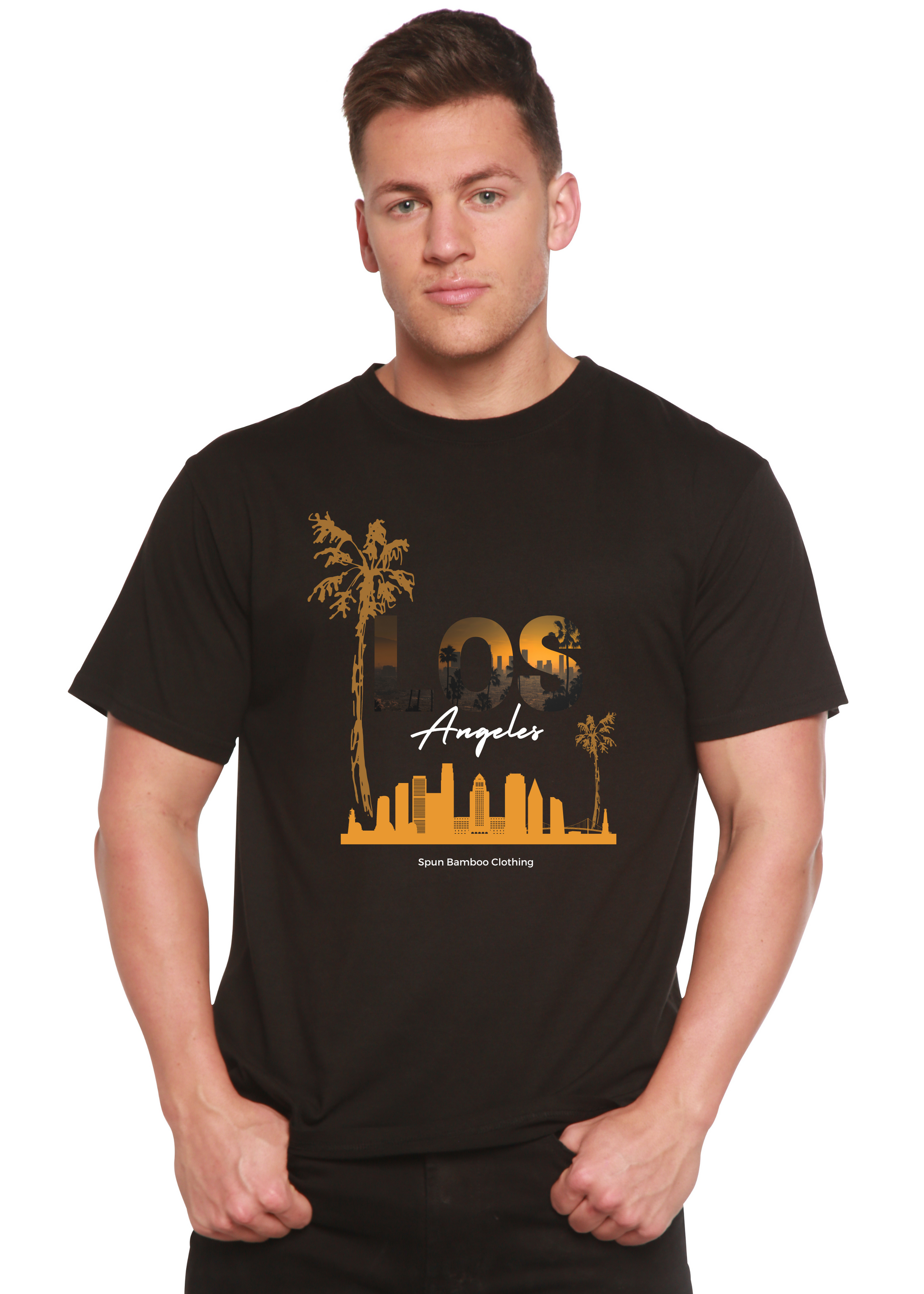 Los Angeles unisex short sleeve T-shirt black bamboo viscose/organic cotton by Spun Bamboo on Tampa Home & Garden Store