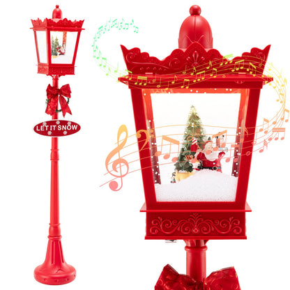 8 ft Musical Christmas Streetlight red lamp post with warm white LEDs snowy effects DirectDeals on Tampa Home & Garden Store