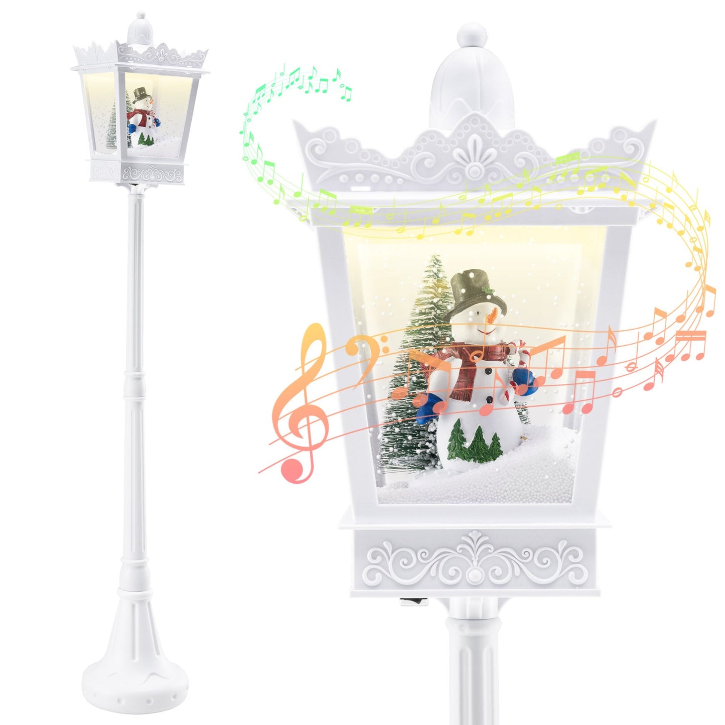 8 ft Musical Christmas Streetlight DirectDeals with warm white LED lights and snowy effects on Tampa Home & Garden Store